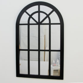 miroir maison du monde 70x40 cm | style fenêtre arquée blanc & noir